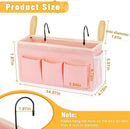 Bedside Organizer with Fixed Straps and Water Bottle Holder for Home, College, Dorm, Bunk, Hospital, Crib, Bed Rails - Pink by CozyNest Decor