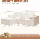 Hobestluk Modular Sectional Sofa Memory Foam Couch Oversized Sectional Sofa 3-Seater with Chaise Cloud Couch with Removable Cover L Shape Sofa for Living Room (Strip White, 3-Seater with Chaise) by CozyNest Decor