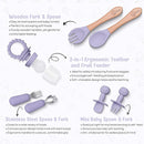 O'doe 17-Piece BPA-Free Silicone Baby Feeding Set | Thick & Soft Suction Plates, Baby Bowls, Wooden Fork & Spoon, and More | Make Mealtime Fun and Easy for Your Little One (Purple, V2) by TinyTreasures Baby Boutique