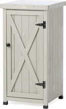 Outdoor Storage Cabinet for Patio, Garden Potting Bench Table with Shelves & Metal-Tabletop, Wooden Planting Work Station, Weatherproof by GreenHaven Gardens