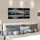 KREATIVE ARTS - San Francisco Bay at Night in Black and White Bridge 3 Panels Modern Landscape Artwork Canvas Prints Cityscape Pictures Paintings on Canvas Wall Art for Home Decor (12x16inchx3pcs) by CozyNest Decor