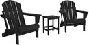 WO Home Furniture Adirondack Chairs Table Set of 3 PCS Outdoor Folding Chairs Side End Table Weather/UV Resistant for Lawn, Garden, Bon Fire, Balcony (Black) by GreenHaven Gardens