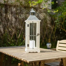 Bdor 26in Farmhouse White IP65 Waterproof Wood Metal Decorative Lanterns with Remote Control, Timer, Tempered Glass, Flameless Pillar Candles, Decorative Lanterns for Home Decor, Front Porch, Wedding by CozyNest Decor