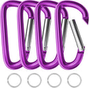 sprookber 4" & 5" Extra Large Aluminum Carabiner D Ring, Caribeener Clips, Spring Snap Hook for Keychain Clip, Set of 4 by TinyTreasures Baby Boutique