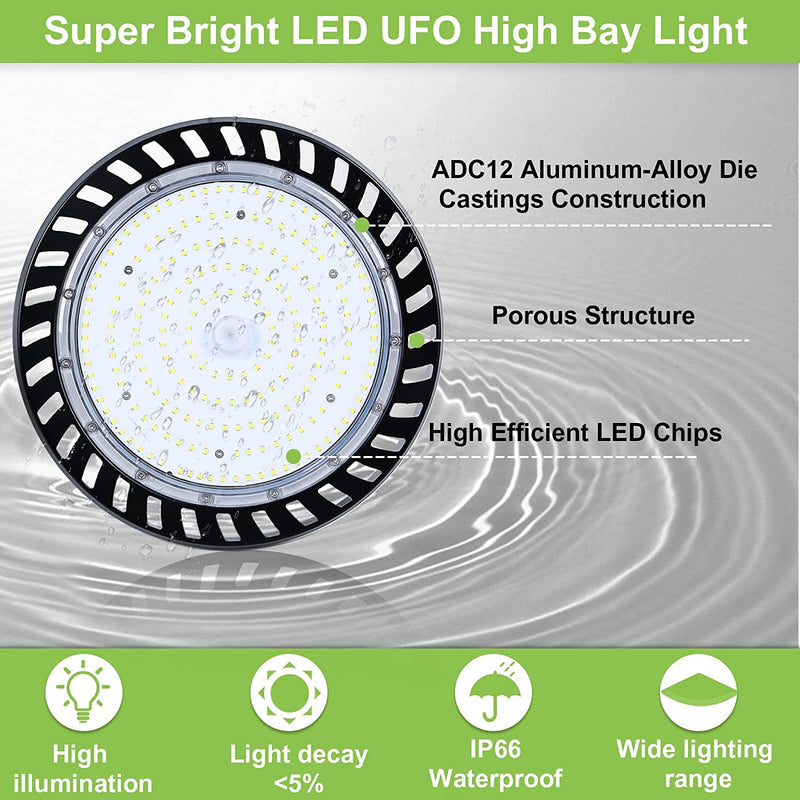 Elite+ Series LED High Bay Light, 5000K, Dimmable, 50K Hours Lifespan, ETL Listed