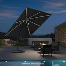 PURPLE LEAF 10 Feet Patio Umbrella with Base Outdoor Cantilever Solar Powered LED Square Umbrella Aluminum Offset Umbrella with 360-degree Rotation for Garden Deck Pool Patio, Grey by GreenHaven Gardens