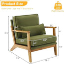 Karl home Accent Chair Wide Armrest Mid-Century Lounge Chair Linen Fabric Armchair with Lumbar Pillow & Solid Wood Frame for Living Room, Bedroom, Balcony, Green by CozyNest Decor