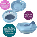 b.box Fill + Feed (Lullaby Blue) | Reusable Baby Food Pouch | For Babies & Toddlers 4m+ | Silicone/Nylon Pouch, BPA-Free Lid | Dishwasher & Microwave Safe | 110mL (3.7oz, ½ Cup) Capacity by TinyTreasures Baby Boutique