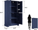 ChooChoo Bathroom Floor Cabinet, Modern Bathroom Storage Cabinet with 4 Doors and Adjustable Shelves, Freestanding Cupboard for Living Room, Navy Blue by CozyNest Decor