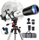 PISEZ Telescope for Adults High Powered ，90mm Aperture 800mm （35X-210X Professional Refractor Travel Astronomical Telescope for Kids & Beginners with Carry Bag, Phone Adapter by TinyTreasures Baby Boutique