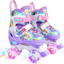 4-Pejiijar Rainbow Unicorn Kids Roller Skates for Girls Toddler Ages 2-4 5-8 8-12,Adjustable Roller Shoes with Luminous Wheels for Birthday Xmas Gifts by TinyTreasures Baby Boutique