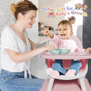 6 in 1 Baby High Chair for Babies and Toddlers, Booster Seat, Kids Learning Table & Chair (Pink) by TinyTreasures Baby Boutique