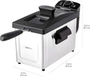 Amazon Basics 3.2-Qt (3.0L) Deep Fryer with 12-Cup Oil Capacity, Adjustable Temperature, Easy Draining Basket, Stainless Steel Exterior, Viewing Window, 1500W, Black & Silver by CozyNest Decor