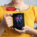 Personalized Beautiful Fairy Holding Flower Coffee Mug, Custom Name Ceramic Cup 11oz 15oz, Enchanted Fantasy Themed Mug, Custom Fairy Lovers Black Cup, Kids Mug, Elegant Fairy Mug by CozyNest Decor