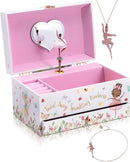 The Memory Building Company Ballerina Musical Jewelry Box, Classic Melody, Storage Organizer Kids Ages 6-12, Wood Construction w/ 2 Compartments by TinyTreasures Baby Boutique