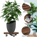 Yangbaga 2pack Plant Caddy 12’’Wood Duty Rolling Plant Stand with 2 360° Lockable Caster Wheels,Indoor Outdoor on Roller Patio/Flower Pot/Succulent Pots by GreenHaven Gardens