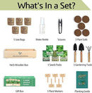 5 Herb Seeds Garden Starter Kit with Complete Planting Kit & Wooden Flower Box, Growing into Basil, Parsley, Rosemary, Thyme, Mint for Kitchen Windowsill Herb Garden DIY by GreenHaven Gardens
