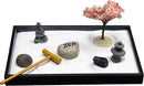 Nature's Mark Mini Zen Garden Kit for Desk with Rake, White Sand, Buddha, Lantern, Black Rectangle Base, River Rocks and Mini Blossom Tree (8Lx5W C) by GreenHaven Gardens
