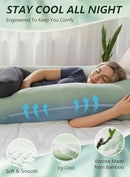 Meiz Pregnancy Pillow, U Shaped Pregnancy Pillows for Sleeping Cooling, 55 Inch Maternity Pillow for Pregnant Women, Body Pillows for Adults, Rayon Cover from Bamboo, Sage Green by TinyTreasures Baby Boutique