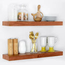 Homeforia 24inch Oak Floating Shelf for Wall, High End Solid Real Wood 24 inches Long Floating Shelves for Bathroom, Honey Oak Wooden Floating Shelves, Heavy Duty Bracket, 24 X 6.5 X 1.75 in, Set of 3 by CozyNest Decor