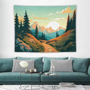 HZOHNAGO Mountain Tapestry Forest Mountain Sunrise Road Pattern Printed Wall Tapestry Wall Hanging for Bedroom Living Room Dorm 80" W x 60" H by CozyNest Decor