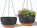 2 Pack 12 Inch Large Hanging Planters with Chains Self Watering Black Brown Plastic Hanging Pots for Indoor Outdoor Plants, Garden Porch Home Decor，Black Brown by CozyNest Decor