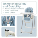 KÜB 3-in-1 Foldable Baby High Chair (Blue) | Multifunctional Infant High Chairs for Babies and Toddlers | Removable Seat & Tray for Easy Clean | 7 Height & 4 Recline Adjustable | 2 Locking Wheels by TinyTreasures Baby Boutique