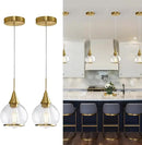 Pendant Light Fixtures Kitchen: 2 Pack Modern Gold Island Light with Clear Glass - 6 Inch Mid Century Globe Kitchen Lighting Chandeliers Ceiling for Foyer Bedroom by CozyNest Decor