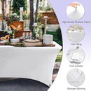ABCCANOPY 6 FT White Spandex Table Cover Stretch Fitted Wrinkle Resistant Tablecloth Reuse for Rectangular Folding Table Patry Event Wedding Banquet Protector by CozyNest Decor