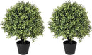 THE BLOOM TIMES 2ft Faux Boxwood Plants Outdoor Set of 2, Topiary Balls Artificial Outside Trees, 24" UV Resistant Fake Greenery Bushes & Shrubs for Front Porch Planter by GreenHaven Gardens