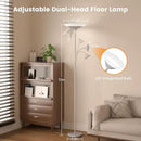 Sliver Gray Torchiere Floor Lamp with Reading Light, 4 Color Temperatures, Dimmable & Individual Light Control Standing Lamp, 34W Bright Tall Lamp with Remote for Living Room Bedroom Office