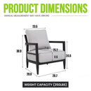 Outdoor Lounge Chair With Ember Frame, Sunbrella Cast Cushion, Weather Resistant - Ember Black