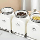 fanquare 30 OZ Cookie Jar, White Kitchen Canisters Set of 3, Farmhouse Porcelain Decorative Jars for Countertop, Ceramic Storage Jar for Coffee, Sugar, Tea Bag by CozyNest Decor