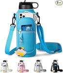 Water Bottle Holder with Strap for Hydroflask 32oz 40oz, Carrier Sling Bag with Phone Pocket Sleeve for Men Women Hiking Camping Travelling by TinyTreasures Baby Boutique