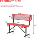 Heavy Duty Park Bench with Back Portable Frame, Outdoor Steel Bench with Backrest, Outdoor Park Bench Expanded Metal Mesh Bench for Lawn, Park, Deck, Garden, Patio, Porch, Black (Red, 4FT) by GreenHaven Gardens