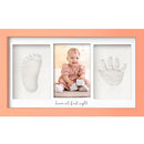 Baby Hand and Footprint Kit - Clay Handprint Keepsake Frame, Newborn Nursery Picture Frame, Personalized New Mom Gifts for Baby Shower & Registry (Salmon) by TinyTreasures Baby Boutique