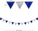 Pinkblume Silver Blue Double Sided Sequin Fabric Triangle Pennant Banner Flag Bunting Garland for Nautical Ahoy Anchor Theme Nursery Home Classroom Wall Decor by GreenHaven Gardens