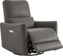 CHITA Power Recliner Chair Swivel Glider, FSC Certified Upholstered Faux Leather Living Room Nursery Reclining Sofa Chair with Lumbar Support, Charcoal by CozyNest Decor