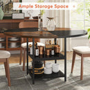 Round Dining Table For 4 With Storage Shelf - Brown / Black by HouseOfZazla