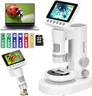 Microscope for Kids with up to 1000X Magnification, 3.5-inch Foldable Color Screen, 2-in-1 USB Microscope with Photo and Video for Classroom Education, Learning and Exploration by TinyTreasures Baby Boutique