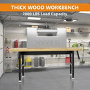 60" Work Bench, Adjustable Height Workbench, Heavy-Duty Thicker Work Table, 2000 LBS Load Capacity Workstation for Garage, Workshop, Office, Home by GreenHaven Gardens