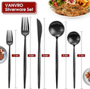 Matte Black Silverware Set, 40-Piece Stainless Steel Flatware Set, Tableware Cutlery Set Service for 8, Satin Finish Utensils Set, Knife Fork Spoon Set for Home and Restaurant, Dishwasher Safe by CozyNest Decor