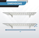 00630 2-Pack Heavy Duty Steel Wall Garage Shelving, 48-Inch X 24-Inch Wall Mounted Shelves for Garage Storage, Low-Profile Brackets, Max Shelf Load 150 Pounds, White Powder Coated Finish by GreenHaven Gardens