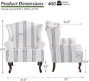 Accent Chair, High Back Upholstered Armchair with High Resilience Sponge & Wood Legs, Mid-Century Modern Comfy Single Sofa Reading Chairs for Living Room, Bedroom (Stripe Navy, Set of 1) by CozyNest Decor