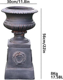 VISIBLE Classic Garden Urn Planter with Pedestal, Black Antique Finish, Cement Fiber Material, Decorative Leaf Pattern, 22 Inch Height, Indoor Outdoor Use, Delivered from Local Warehouse (Black) by CozyNest Decor