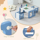 3 in 1 Montessori Weaning Table and 2 Chairs Set, Kids Activity Table Set, 2 Height Levels, Toddlers Activity Table for Drawing, Dining, Reading and Playing, Blue by CozyNest Decor