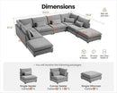 Oversized Modular Sofa, Extra Deep Cloud Chenille Sectional Couch with Ottoman Chaise, Fluffy Chenille 8 Seater Sofa Bed for Living Room, Villa (Sofa Bed 8 Seater, Chenille Grey) by CozyNest Decor