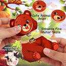 HUZU Animal Snap Wooden Building Blocks – Fun & Educational Puzzle Toy for Kids Aged 3-8, Features Cow, Bear, Lion and Turtle, Matching Game with Interchangeable Animal Faces & Emotions by TinyTreasures Baby Boutique