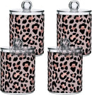 2 Pack Qtip Holder Dispenser Rose Gold Black Leopard Bathroom Storage Canister Lid Acrylic Plastic Apothecary Jar Set Vanity Makeup Organizer for Cotton Swab/Ball/Round Pads, Floss by CozyNest Decor