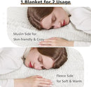 EMME White Throw Blanket Muslin and Fleece Blanket for Women Reversible - 50"*60" Soft & Cozy Warm Lightweight Small Blankets for Couch Bed Picnic Travel Bed by CozyNest Decor